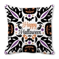 Halloween Kissenhülle mit schwarzer Kürbis-Laterne Fledermäusen und Happy Halloween - Symmetrischer Kürbis-Fledermaus-Kompositionsstil (25)