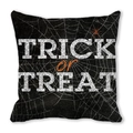 Halloween Trick or Treat throw pillow cover with spider web design on black fabric - Orange Black White Vintage Style (ZT360-19)