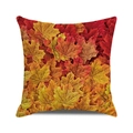 Autumn maple leaf pattern square pillowcase with warm orange and red foliage design - 18x18 Inch / Layered Natural Maple Leaves(19)