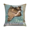 Square cushion cover with watercolor conch design and Restful text on white fabric - 18x18 Inch / Realistic Conch Restful Style (30)
