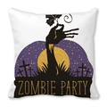 Halloween Kissenbezug Zombie Party mit Zombie Hand Druck auf weißem Pfirsichhaut Stoff - Zombiehand Grabstein Lila Sternenhimmel Stil (26)