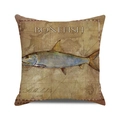 Square bonefish cushion cover with vintage nautical map design on white background - Vintage Bonefish Nautical Map Pattern (33)