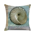 Nautical square pillow cover with seashell print and Peace text in coastal style - 18x18 Inch / Realistic Spiral Shell Peace Style (31)