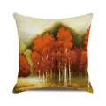 Fall forest oil painting cushion cover with orange autumn leaves on white background - Autumn Birch Forest Style (1)