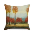 Macro detail of autumn forest oil painting texture on linen throw pillow cover - Golden Autumn Jungle Oil Style (2)