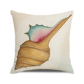 Square watercolor seashell pillow cover with textured linen fabric in oceanic theme - 18x18 Inch / Watercolor Conch Texture Style (31)