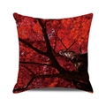 Square autumn sofa cushion cover featuring a vibrant red maple tree forest print - 18x18 Inch / High Contrast Red Maple(22)