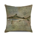 Vintage style square cushion cover featuring a colorful blacktip shark scientific illustration - Vintage Blacktip Shark Biological Illustration (35)