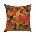 Square autumn cushion cover with dense maple leaf pattern in warm orange tones - 18x18 Inch / Deep Orange and Brown Maple(23)