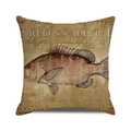 Square cushion cover with red snapper fish print on vintage nautical background - Vintage Red Snapper Nautical Map Pattern (36)