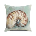Watercolor nautilus sea shell art print on square cotton linen throw pillow cover - 18x18 Inch / Hand-painted Watercolor Nautilus Style (34)