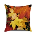 Square fall pillow case with vibrant red and yellow maple leaves pattern on white base - 18x18 Inch / Vibrant Deep Red Autumn Maple(24)