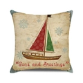 Seas and Greetings nautical sailboat cushion cover with vintage Christmas holiday theme - 18x18 Inch / Style 33-Christmas Sailboat