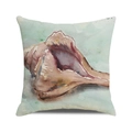 Artistic watercolor conch seashell cushion cover on premium textured square pillowcase - 18x18 Inch / Purple-Brown Splash Watercolor Conch Style (35)