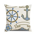 Nautical anchor and compass square throw pillow cover in navy blue and gold watercolor design - Blue Gold Contrast Vintage Nautical Style (30)
