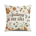Square fall pillow cover with pumpkin and falling for fall leaves watercolor print - 18x18 Inch / Falling for Fall Plant Texture / 33