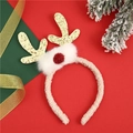 Detail van kerst rendier hoofdband met gouden gewei en zachte imitatiebont pompons - Gouden Rendiergewei Stijl