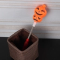 Halloween pumpkin glow stick with spring dual pumpkin heads and red handle bar - Shaking Wand (Double Pumpkin)