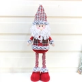 Standing Santa Claus plush doll with long striped legs and plaid hat for Christmas decor - Santa Claus
