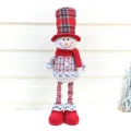 Muñeco de nieve de Navidad de pie con gorro de cuadros y piernas a rayas decorativo - Muñeco de nieve