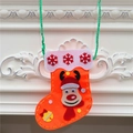 DIY Christmas felt stocking kit in orange featuring a cute reindeer and gold bell charms - Reindeer Style (Orange)