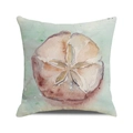 Watercolor sand dollar cushion cover with light blue and teal sea life pattern - 18x18 Inch / Light Blue-Green Watercolor Splash Sand Dollar Style (37)