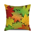 Fall themed throw pillow cover featuring colorful maple leaves on linen fabric - 18x18 Inch / Natural Mixed Autumn Leaves(28)
