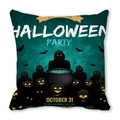 Halloween Party throw pillow cover with black cloak, pumpkin and bats on dark green - Dark Green Tone Cloaked Man Jack-o-lantern Style (35)