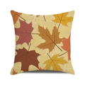 Linen cushion cover with orange and yellow autumn maple leaf pattern on cream background - 18x18 Inch / Orange Maple on Beige(29)
