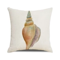 Watercolor conch shell throw pillow cover on beige linen texture background - 18x18 Inch / Colorful Conch Art Style (38)