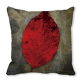 Artistic square pillow cover with deep red leaf and vintage oil painting texture - 13