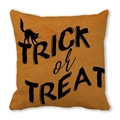 Halloween Trick or Treat orange pillow cover with black cat silhouette print - Orange Hand-drawn Black Cat Style (ZT360-28)