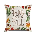 Autumn throw pillow cover featuring Happy Fall text and colorful maple leaves design - 18x18 Inch / Happy Fall Berries Leaves / 35
