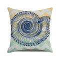 Vintage nautical throw pillow cover featuring a detailed blue nautilus shell design - Vintage Spiral Shell Style