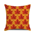 Ginger yellow linen pillowcase featuring a pattern of vibrant red autumn maple leaves - 18x18 Inch / Red Maple on Ginger Background(30)