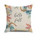 Hello Fall square pillow cover with watercolor blue pumpkin and autumn leaves - 18x18 Inch / Hello Fall Blue Pumpkin / 36