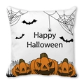 Halloween Kissenbezug mit Aquarell-Kürbissen, Fledermäusen und Happy Halloween Schrift - Drei Kürbisse Fledermaus-Stil (35)