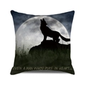 Funda de cojín Halloween con silueta de lobo aullando y luna de estilo gótico - 45x45 cm / Estilo Lobo Aullando a la Luna (38)