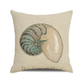 Square nautilus pillow cover with teal and gold watercolor design and Nauti text - 18x18 Inch / Cyan & Gold Nautilus Nauti Nice Style (40)