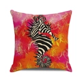 Housse de coussin aquarelle avec hippocampe artistique et motifs abstraits colorés - 45x45cm / Style Artistique Hippocampe Imprimé Zèbre (36)
