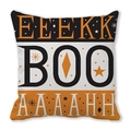 Halloween pillow cover with orange and black BOO art on soft peach skin fabric - Black White Orange Patchwork Style (ZT360-30)