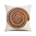Watercolor nautilus shell print on square linen textured decorative throw pillow cover - 18x18 Inch / Hand-painted Spiral Shell Style (40)