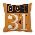 Halloween peach skin throw pillow cover with orange OCT 31 print for festive sofa decoration - October 31st Orange Number Style (ZT360-31)