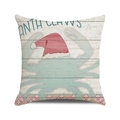 Christmas ocean crab decorative pillow cover with red Santa hat on vintage wood background - Christmas Crab Style