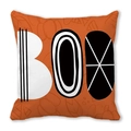 Halloween orange peach skin cushion cover featuring modern artistic BOO lettering print - Modern Geometric Orange BOO Style (ZT360-33)