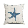 Detalle de la funda de cojín de estilo mediterráneo vintage con estampado de estrella de mar - 45x45 cm / Estilo Vintage de Estrella de Mar Azul (4)