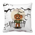 Halloween Kissenbezug mit Kürbis-Vogelscheuche und Happy Halloween Aufdruck - Kürbiskopf-Vogelscheuche-Toter-Baum-Stil (38)