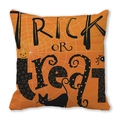 Halloween Trick or Treat orange peach skin cushion cover with black cat and pumpkin - Pumpkin Black Cat Trick Or Treat Style (ZT360-34)