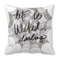 Halloween-Kissenbezug mit violettem Spinnennetz und „Let’s be Wicked darling“-Slogan - Spinnennetz-Wicked-Textstil (39)