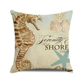 Housse de coussin carrée à motif aquarelle avec hippocampe et étoile de mer - 45x45cm / Style Hippocampe Étoile de Mer Coquillage Aquarelle (40)